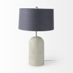 Quinn 19.0L x 19.0W x 24.6H Beige Base W/Navy Fabric Shade Table Lamp