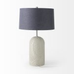 Quinn 19.0L x 19.0W x 24.6H Beige Base W/Navy Fabric Shade Table Lamp