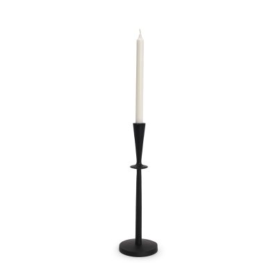 Qwin Matte Black Cast Aluminum Tall Candle Holder