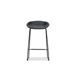 RAFA Black Leatherette Counter Stool Black Metal Base