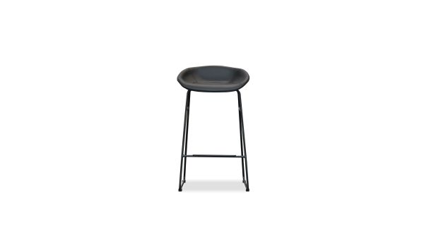 RAFA Black Leatherette Counter Stool Black Metal Base 1 2