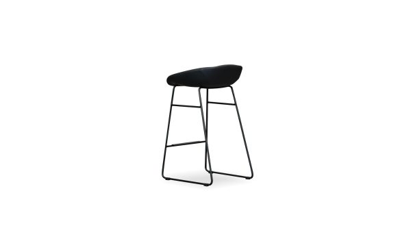 RAFA Black Leatherette Counter Stool Black Metal Base 3 2