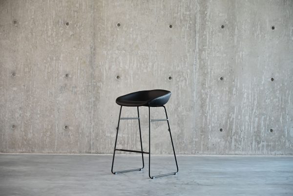 RAFA Black Leatherette Counter Stool Black Metal Base 5 2