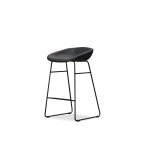 RAFA Black Leatherette Counter Stool Black Metal Base