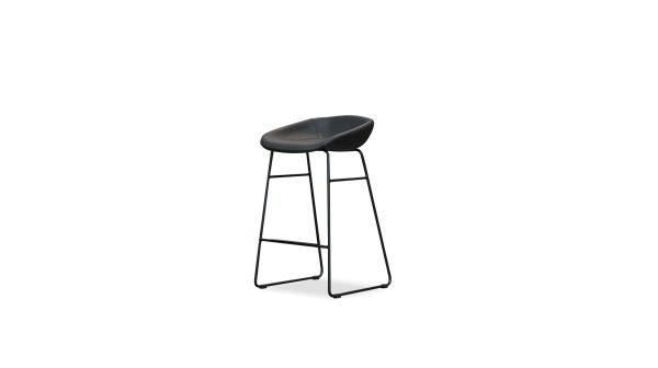 RAFA Black Leatherette Counter Stool Black Metal Base 7