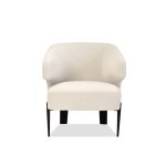 RANCHO Cream Teddy Fabric Lounge Chair Black Legs