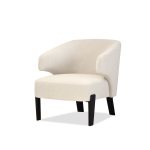 RANCHO Cream Teddy Fabric Lounge Chair Black Legs