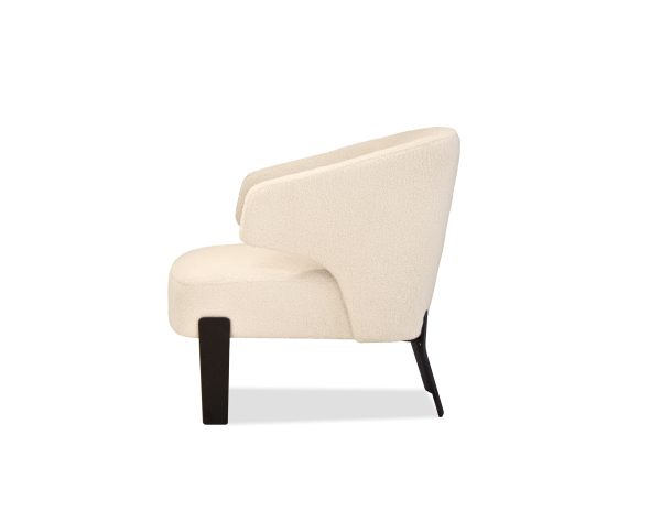 RANCHO Cream Teddy Fabric Lounge Chair Black Legs 2