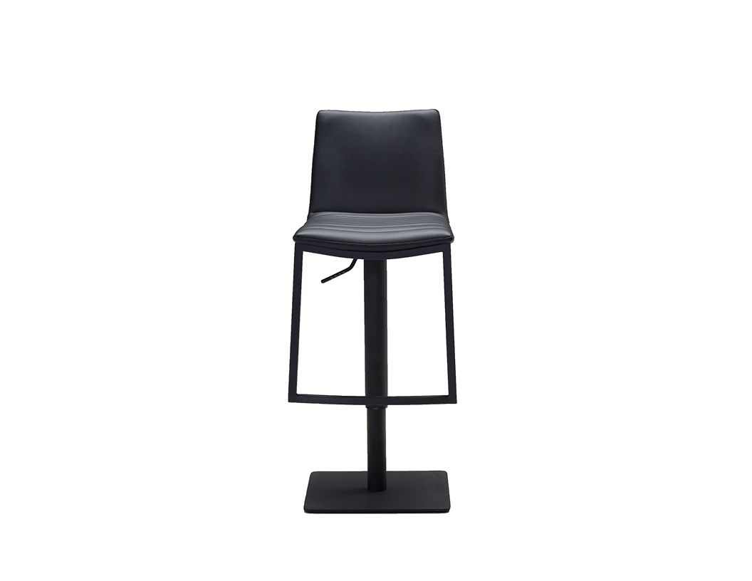 RAVEN Black Leatherette Hydraulic Bar Stool Black Steel 2 RAVEN Black Leatherette Hydraulic Bar Stool Black Steel - Image 2
