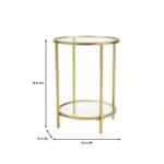 Gold Metal Glass Top Round Accent End Table with Shelf 10 Gold Metal Glass Top Round Accent End Table with Shelf