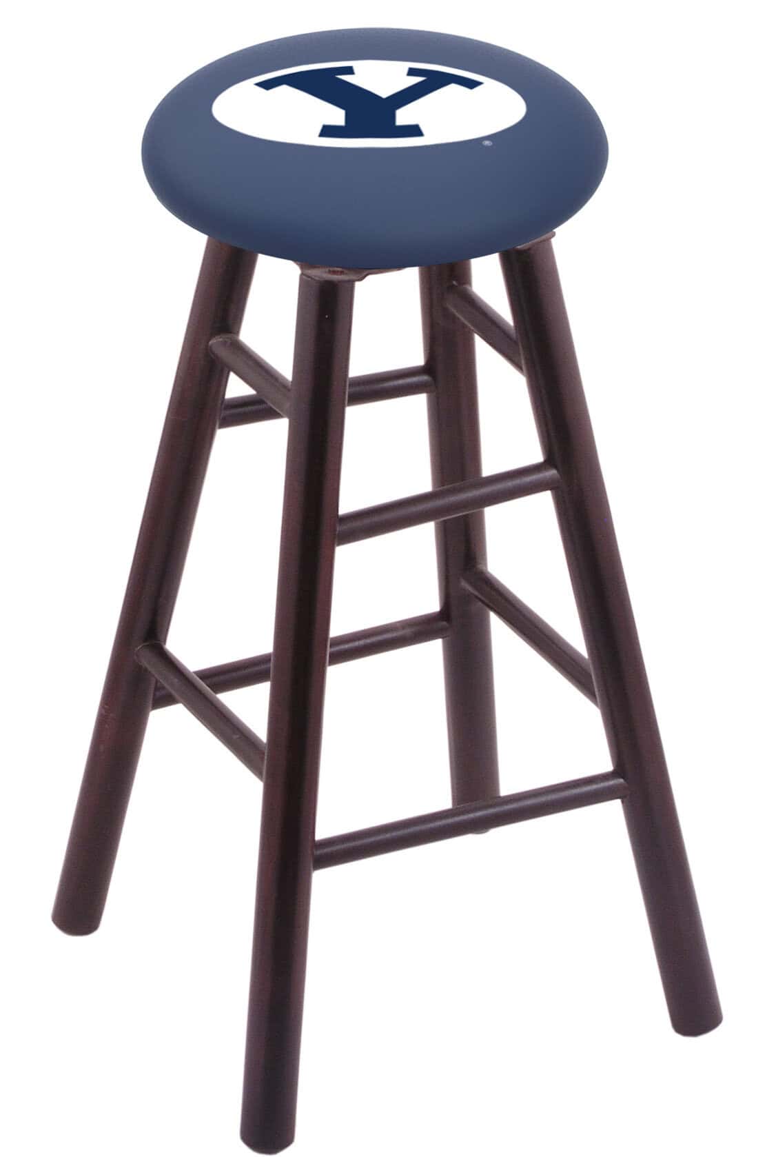 Brigham Young University 24" Swivel Maple Counter Stool in Dark Cherry Finish 1 Brigham Young University 24" Swivel Maple Counter Stool in Dark Cherry Finish