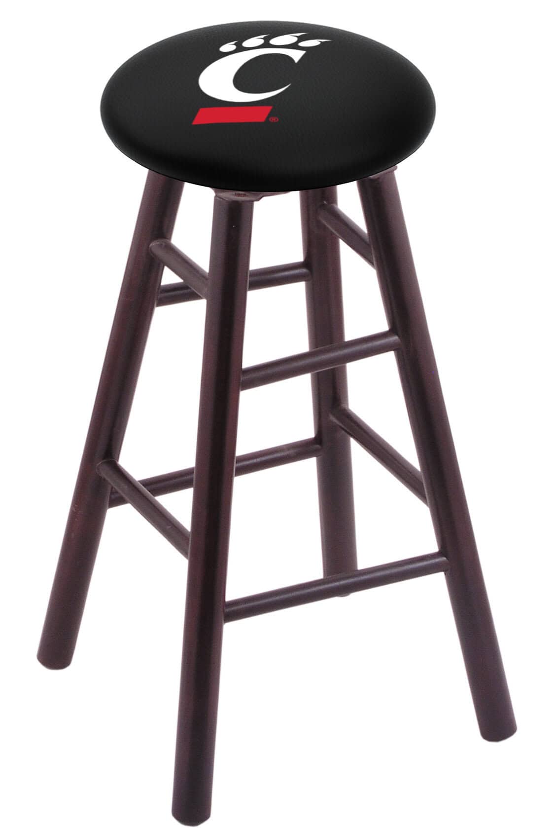 University of Cincinnati 24" Swivel Maple Counter Stool in Dark Cherry Finish 1 University of Cincinnati 24" Swivel Maple Counter Stool in Dark Cherry Finish