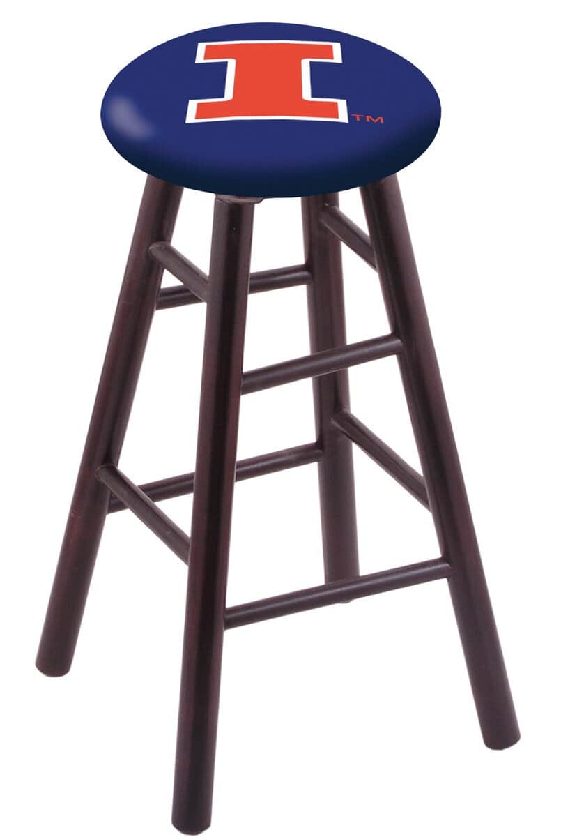 University of Illinois 30" Swivel Maple Bar Stool in Dark Cherry Finish 1 University of Illinois 30" Swivel Maple Bar Stool in Dark Cherry Finish
