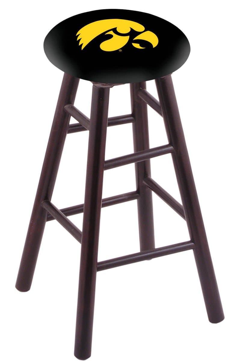 University of Iowa 30" Swivel Maple Bar Stool in Dark Cherry Finish 1 University of Iowa 30" Swivel Maple Bar Stool in Dark Cherry Finish
