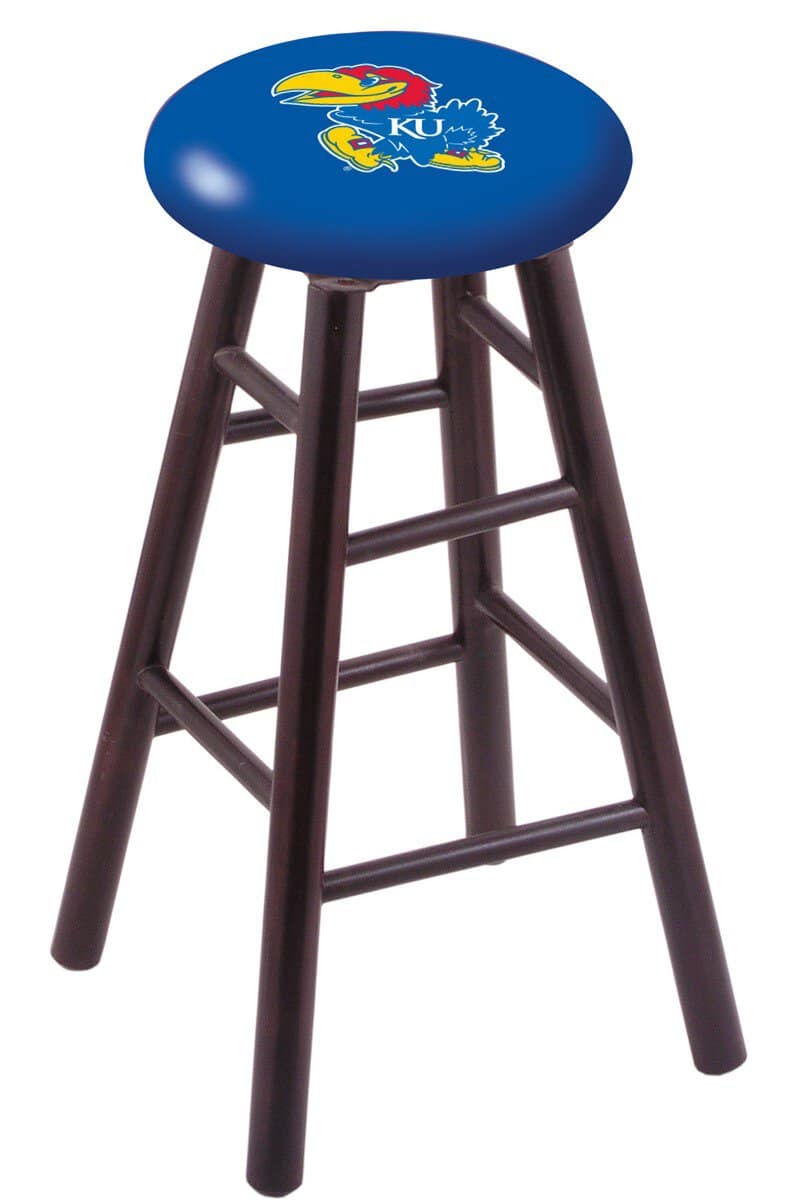 University of Kansas 30" Swivel Maple Bar Stool in Dark Cherry Finish 1 University of Kansas 30" Swivel Maple Bar Stool in Dark Cherry Finish