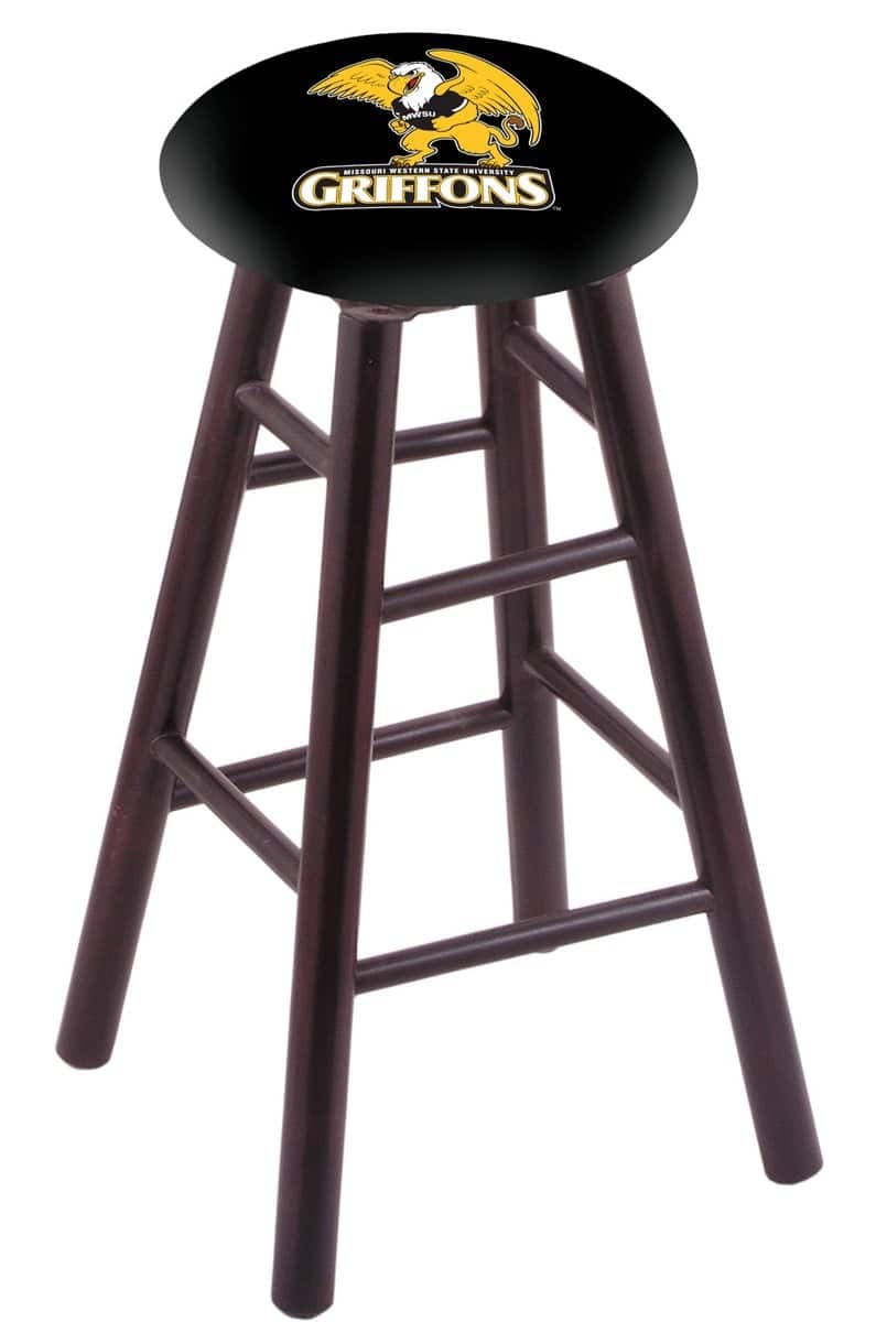 Missouri Western State University 30" Swivel Maple Bar Stool in Dark Cherry Finish 1 Missouri Western State University 30" Swivel Maple Bar Stool in Dark Cherry Finish