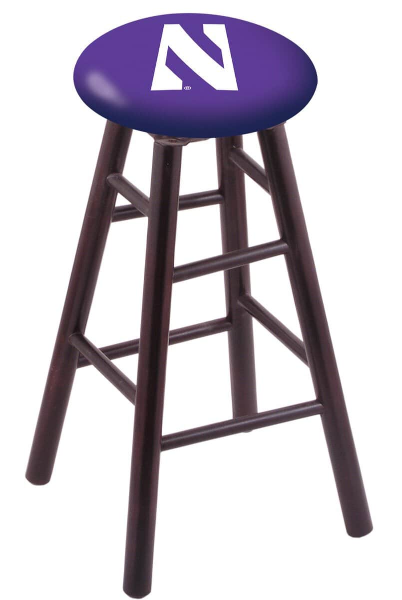 Northwestern University 30" Swivel Maple Bar Stool in Dark Cherry Finish 1 Northwestern University 30" Swivel Maple Bar Stool in Dark Cherry Finish