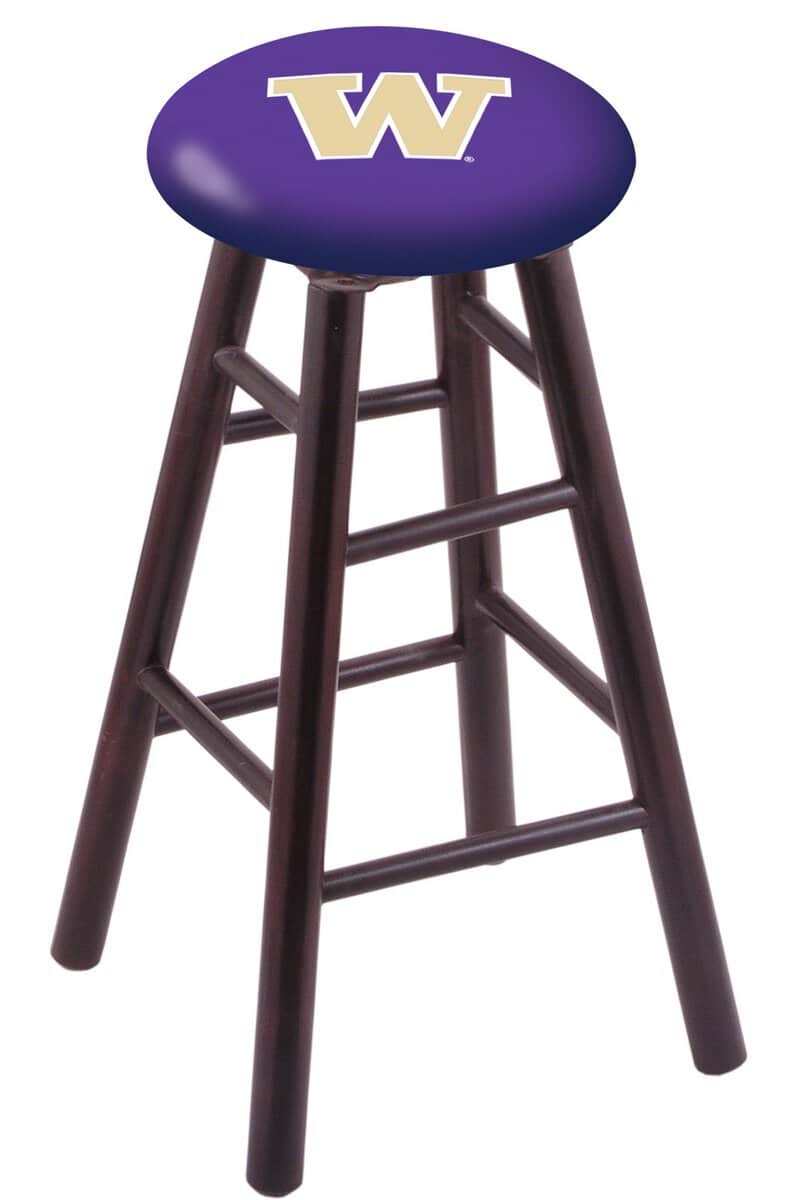 University of Washington 30" Swivel Maple Bar Stool in Dark Cherry Finish 1 University of Washington 30" Swivel Maple Bar Stool in Dark Cherry Finish