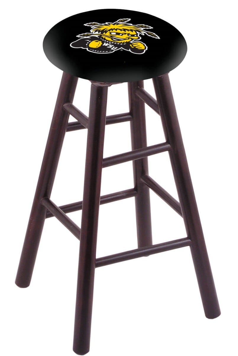 Wichita State University 30" Swivel Maple Bar Stool in Dark Cherry Finish 1 Wichita State University 30" Swivel Maple Bar Stool in Dark Cherry Finish