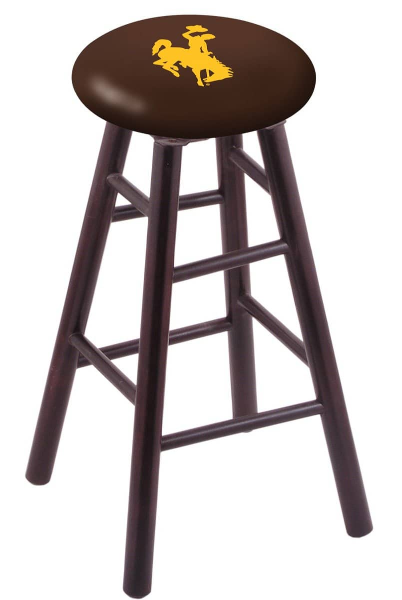 University of Wyoming 30" Swivel Maple Bar Stool in Dark Cherry Finish 1 University of Wyoming 30" Swivel Maple Bar Stool in Dark Cherry Finish