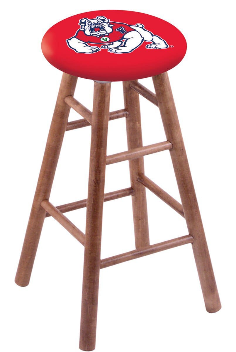 Fresno State University 30" Swivel Maple Bar Stool in Medium Finish 1 Fresno State University 30" Swivel Maple Bar Stool in Medium Finish