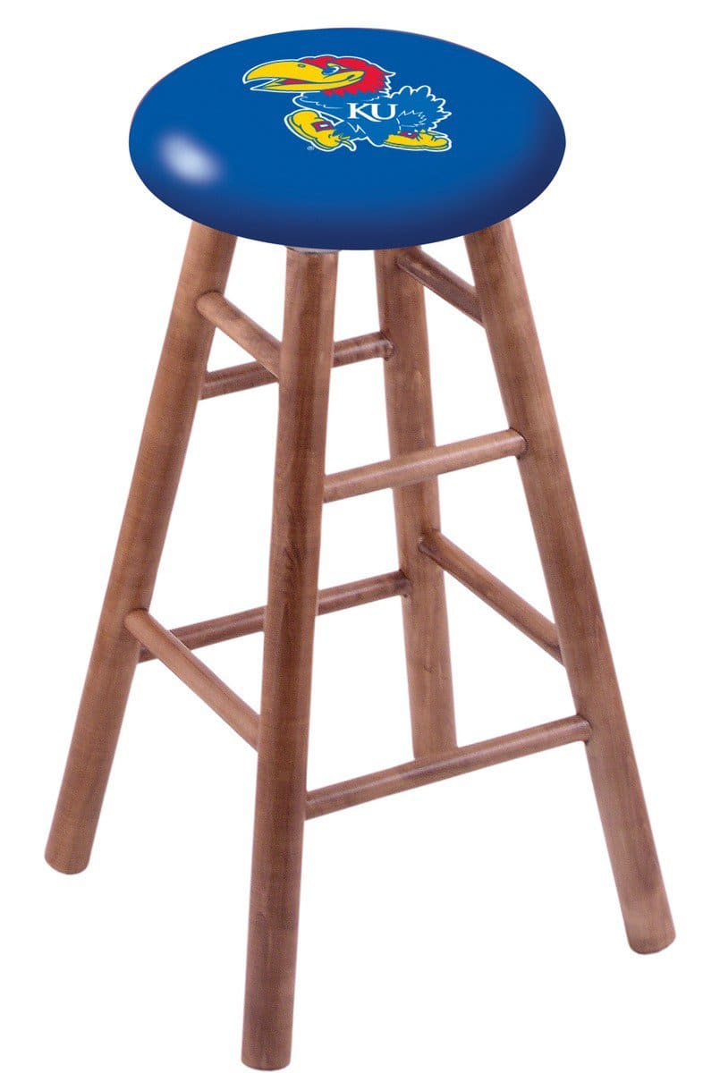 University of Kansas 30" Swivel Maple Bar Stool in Medium Finish 1 University of Kansas 30" Swivel Maple Bar Stool in Medium Finish