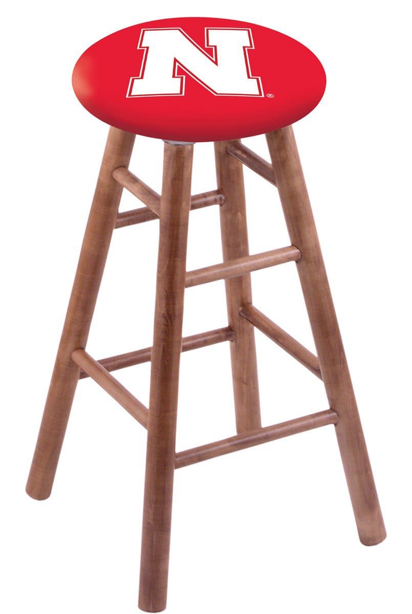 University of Nebraska 30" Swivel Maple Bar Stool in Medium Finish 1 University of Nebraska 30" Swivel Maple Bar Stool in Medium Finish