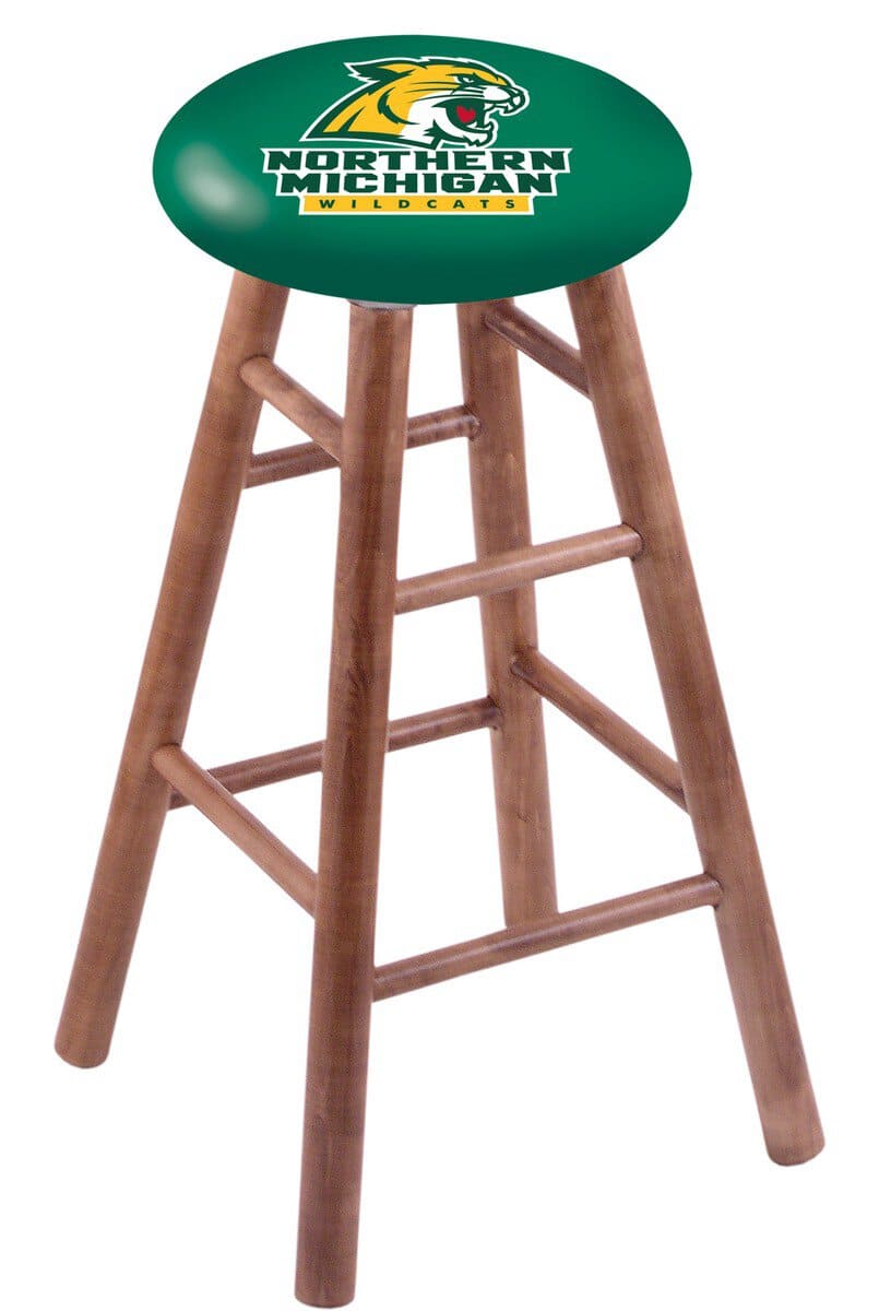 Northern Michigan University 30" Swivel Maple Bar Stool in Medium Finish 1 Northern Michigan University 30" Swivel Maple Bar Stool in Medium Finish
