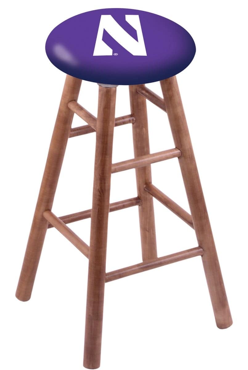 Northwestern University 30" Swivel Maple Bar Stool in Medium Finish 1 Northwestern University 30" Swivel Maple Bar Stool in Medium Finish