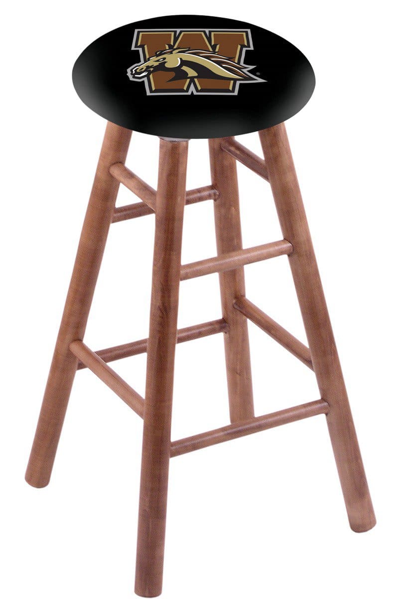 Western Michigan University 30" Swivel Maple Bar Stool in Medium Finish 1 Western Michigan University 30" Swivel Maple Bar Stool in Medium Finish