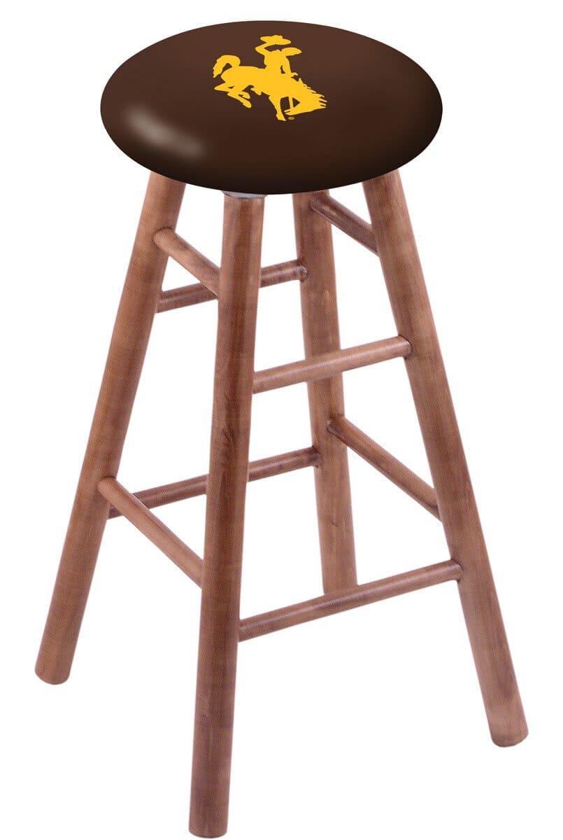 University of Wyoming 30" Swivel Maple Bar Stool in Medium Finish 1 University of Wyoming 30" Swivel Maple Bar Stool in Medium Finish