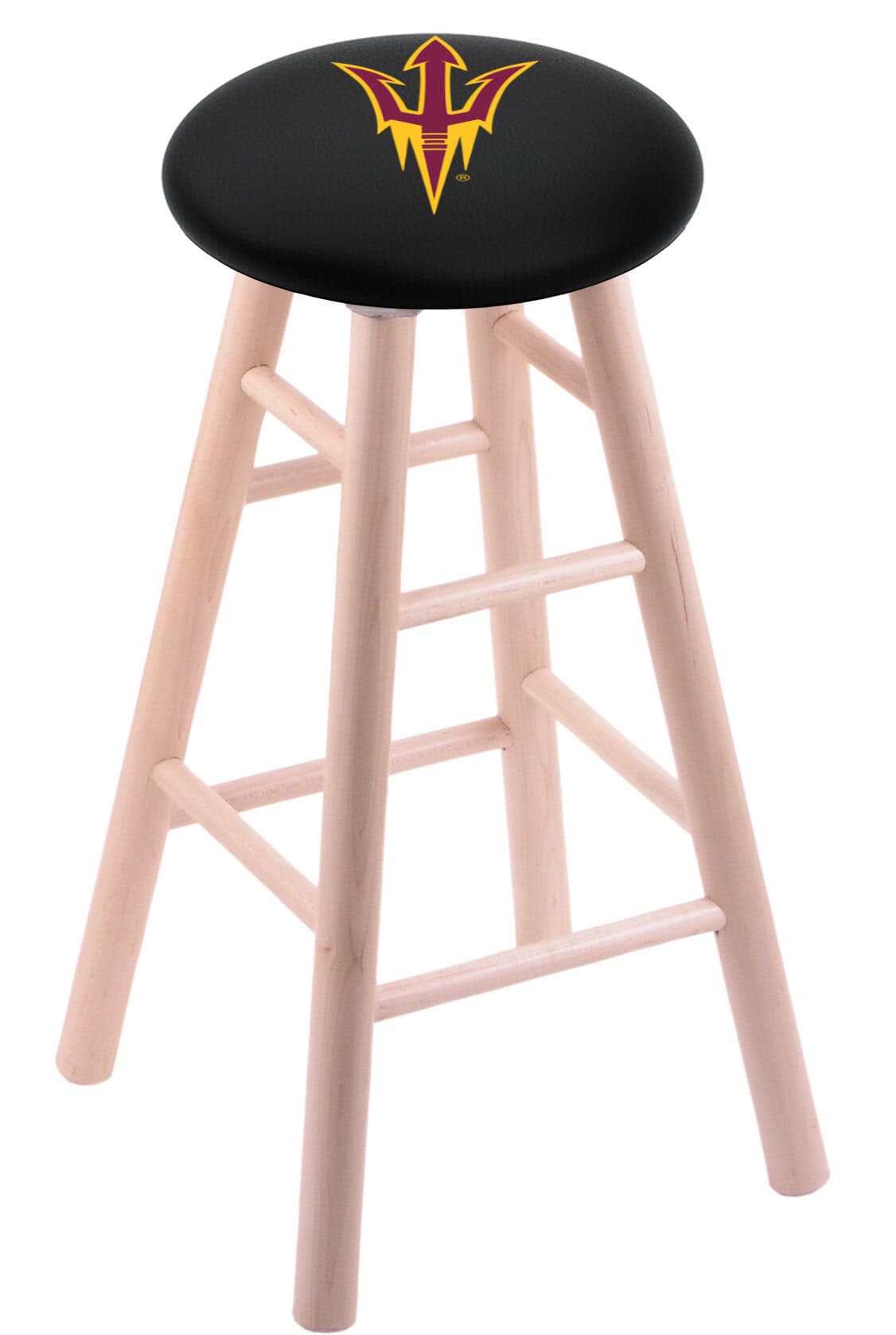 Arizona State University 30" Swivel Maple Bar Stool in Natural Finish (Pitchfork Logo) 1 Arizona State University 30" Swivel Maple Bar Stool in Natural Finish (Pitchfork Logo)