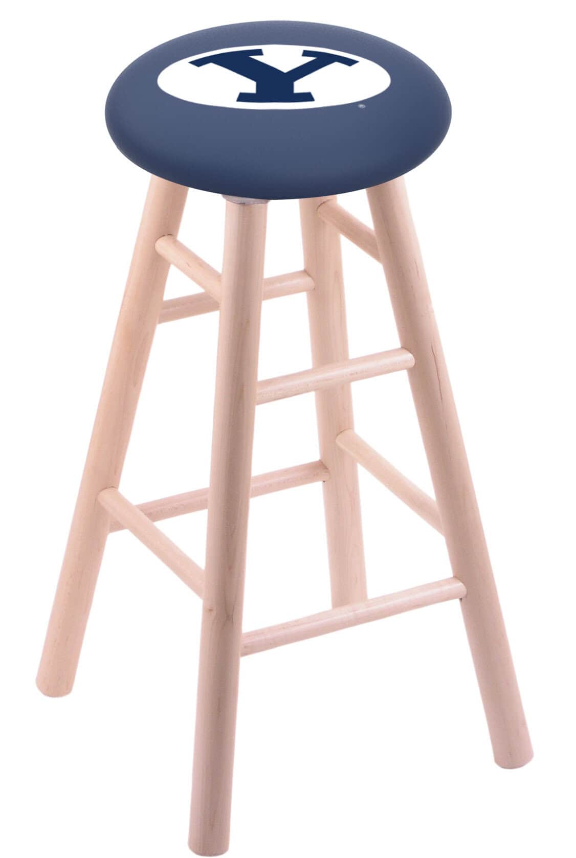 Brigham Young University 30" Swivel Maple Bar Stool in Natural Finish 1 Brigham Young University 30" Swivel Maple Bar Stool in Natural Finish