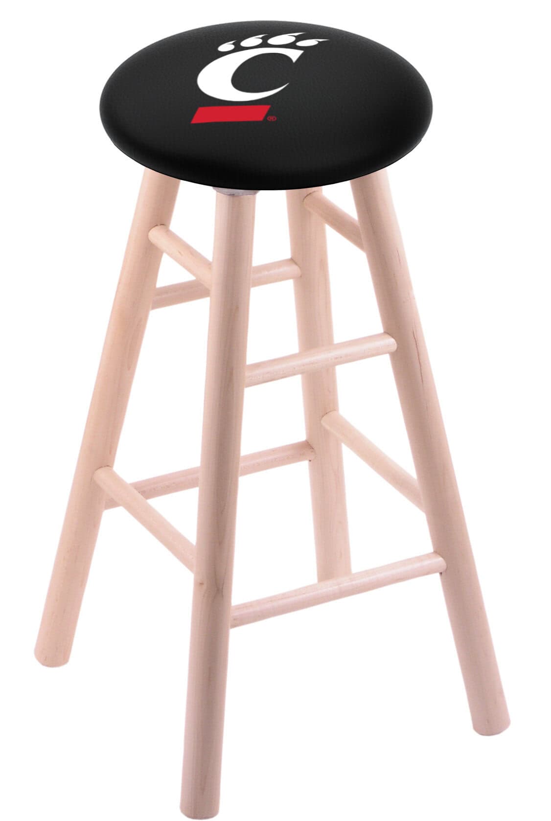 University of Cincinnati 30" Swivel Maple Bar Stool in Natural Finish 1 University of Cincinnati 30" Swivel Maple Bar Stool in Natural Finish