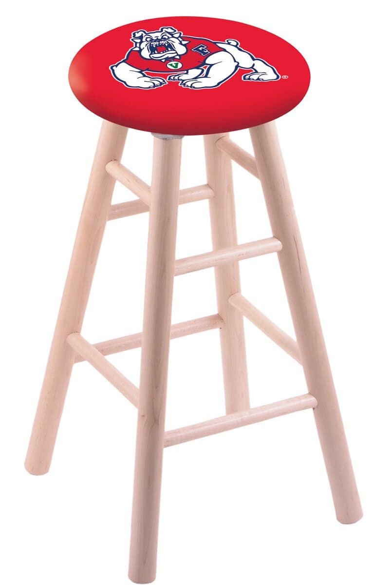 Fresno State University 30" Swivel Maple Bar Stool in Natural Finish 1 Fresno State University 30" Swivel Maple Bar Stool in Natural Finish