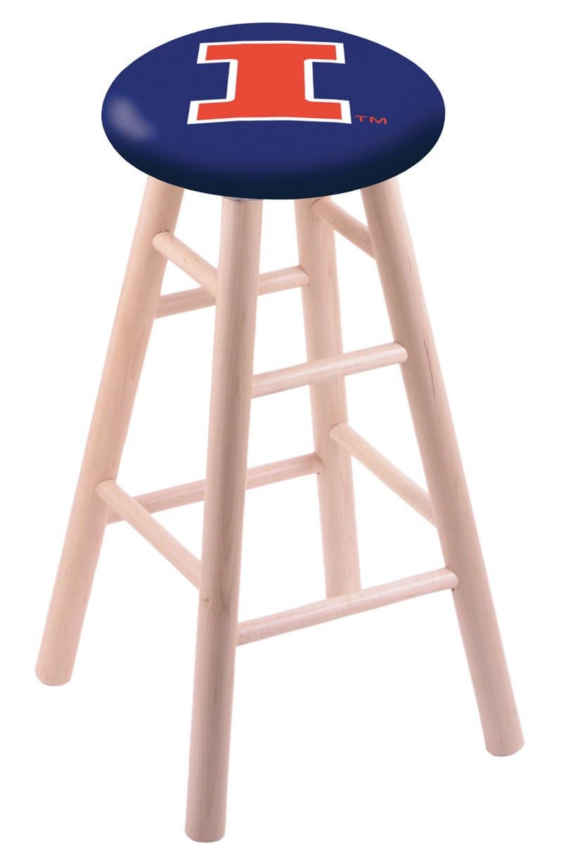 University of Illinois 30" Swivel Maple Bar Stool in Natural Finish 1 University of Illinois 30" Swivel Maple Bar Stool in Natural Finish
