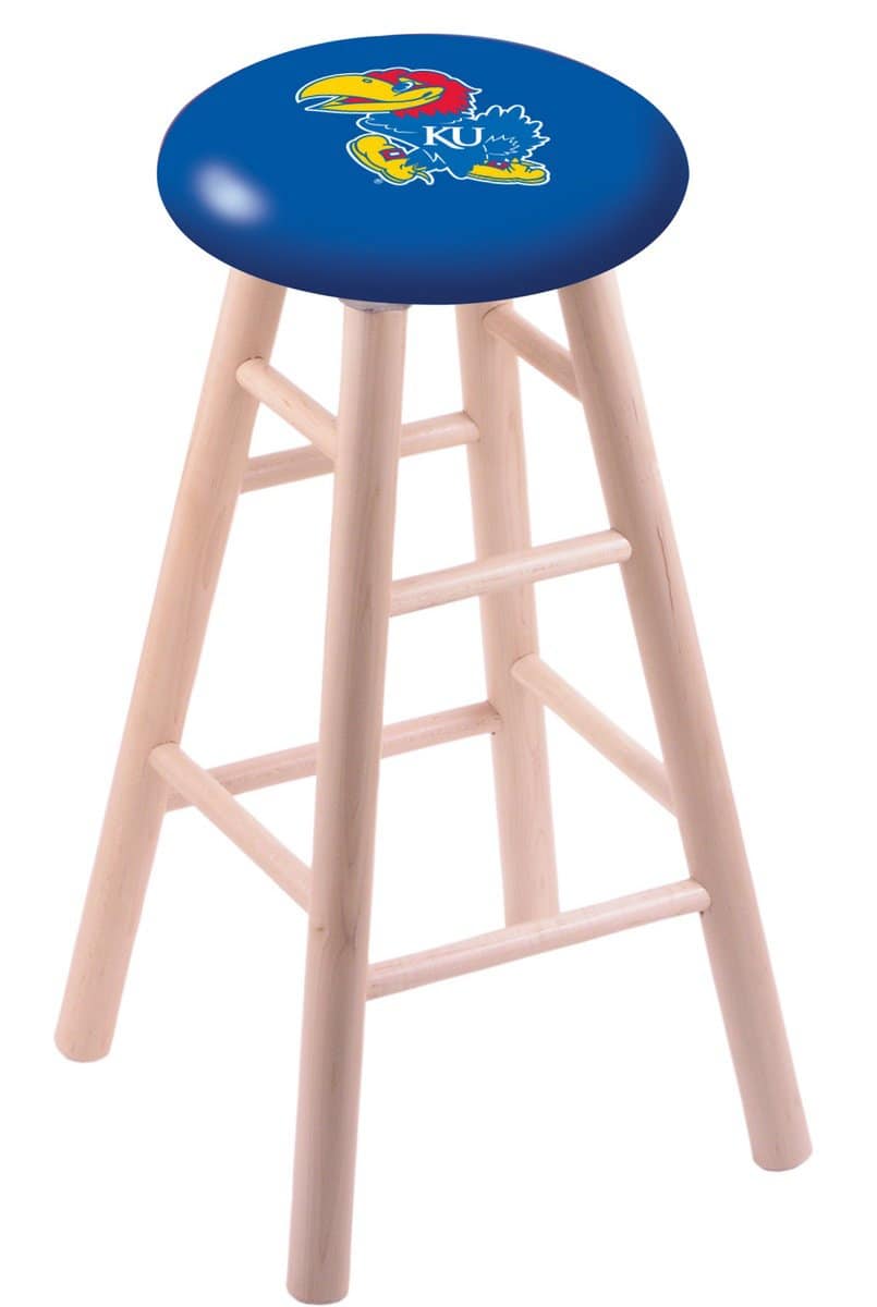 University of Kansas 30" Swivel Maple Bar Stool in Natural Finish 1 University of Kansas 30" Swivel Maple Bar Stool in Natural Finish