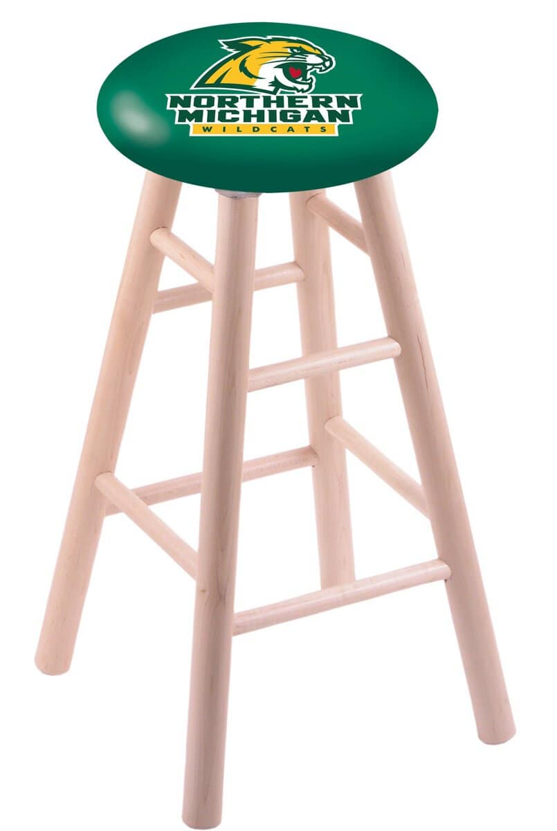 Northern Michigan University 30" Swivel Maple Bar Stool in Natural Finish 1 Northern Michigan University 30" Swivel Maple Bar Stool in Natural Finish
