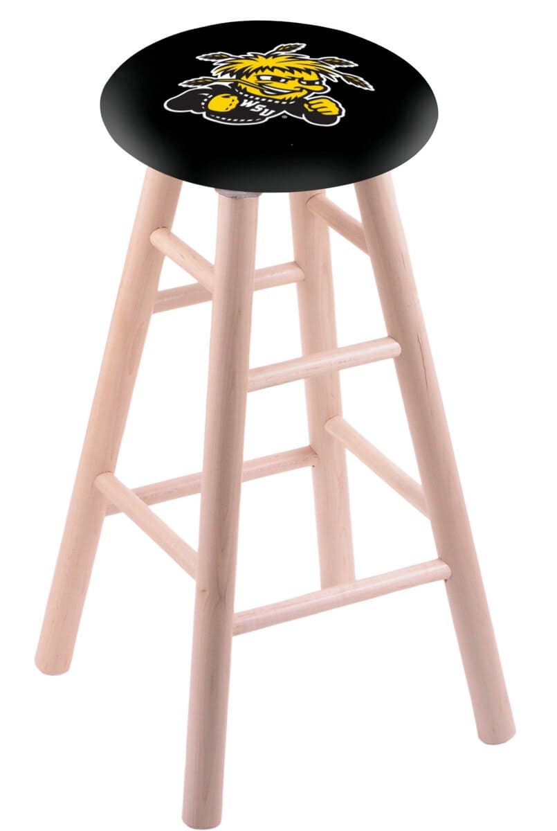 Wichita State University 30" Swivel Maple Bar Stool in Natural Finish 1 Wichita State University 30" Swivel Maple Bar Stool in Natural Finish