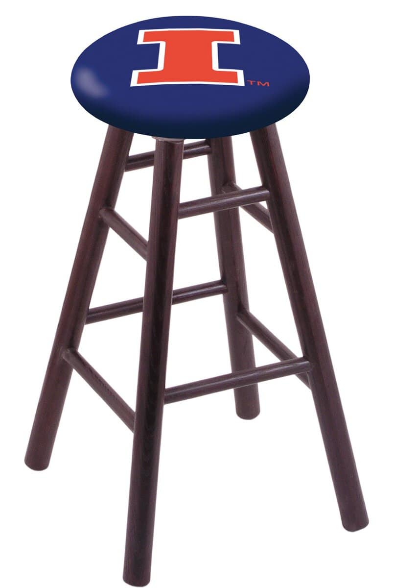 University of Illinois 30" Swivel Oak Bar Stool in Dark Cherry Finish 1 University of Illinois 30" Swivel Oak Bar Stool in Dark Cherry Finish