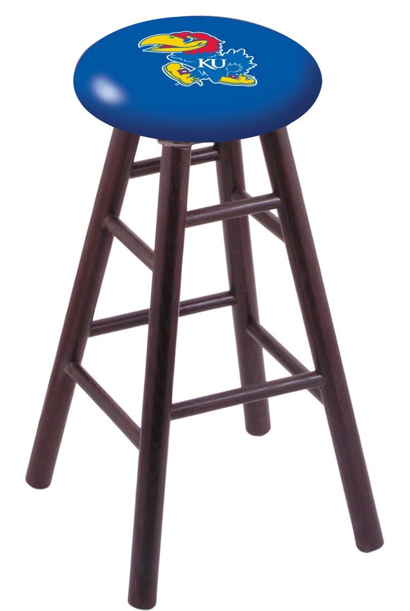 University of Kansas 30" Swivel Oak Bar Stool in Dark Cherry Finish 1 University of Kansas 30" Swivel Oak Bar Stool in Dark Cherry Finish