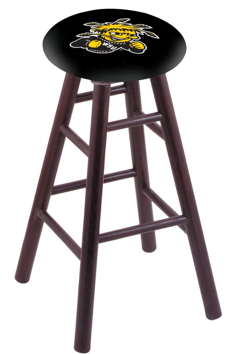 Wichita State University 30" Swivel Oak Bar Stool in Dark Cherry Finish 1 Wichita State University 30" Swivel Oak Bar Stool in Dark Cherry Finish