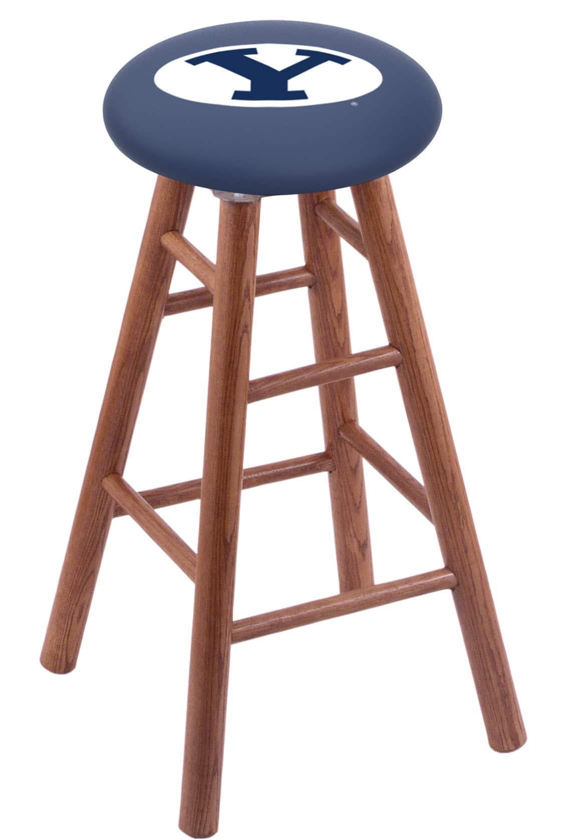 Brigham Young University 30" Swivel Oak Bar Stool in Medium Finish 1 Brigham Young University 30" Swivel Oak Bar Stool in Medium Finish