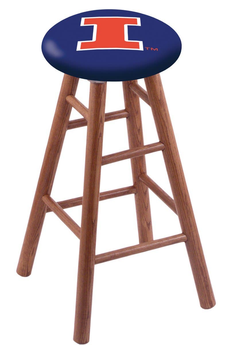 University of Illinois 30" Swivel Oak Bar Stool in Medium Finish 1 University of Illinois 30" Swivel Oak Bar Stool in Medium Finish