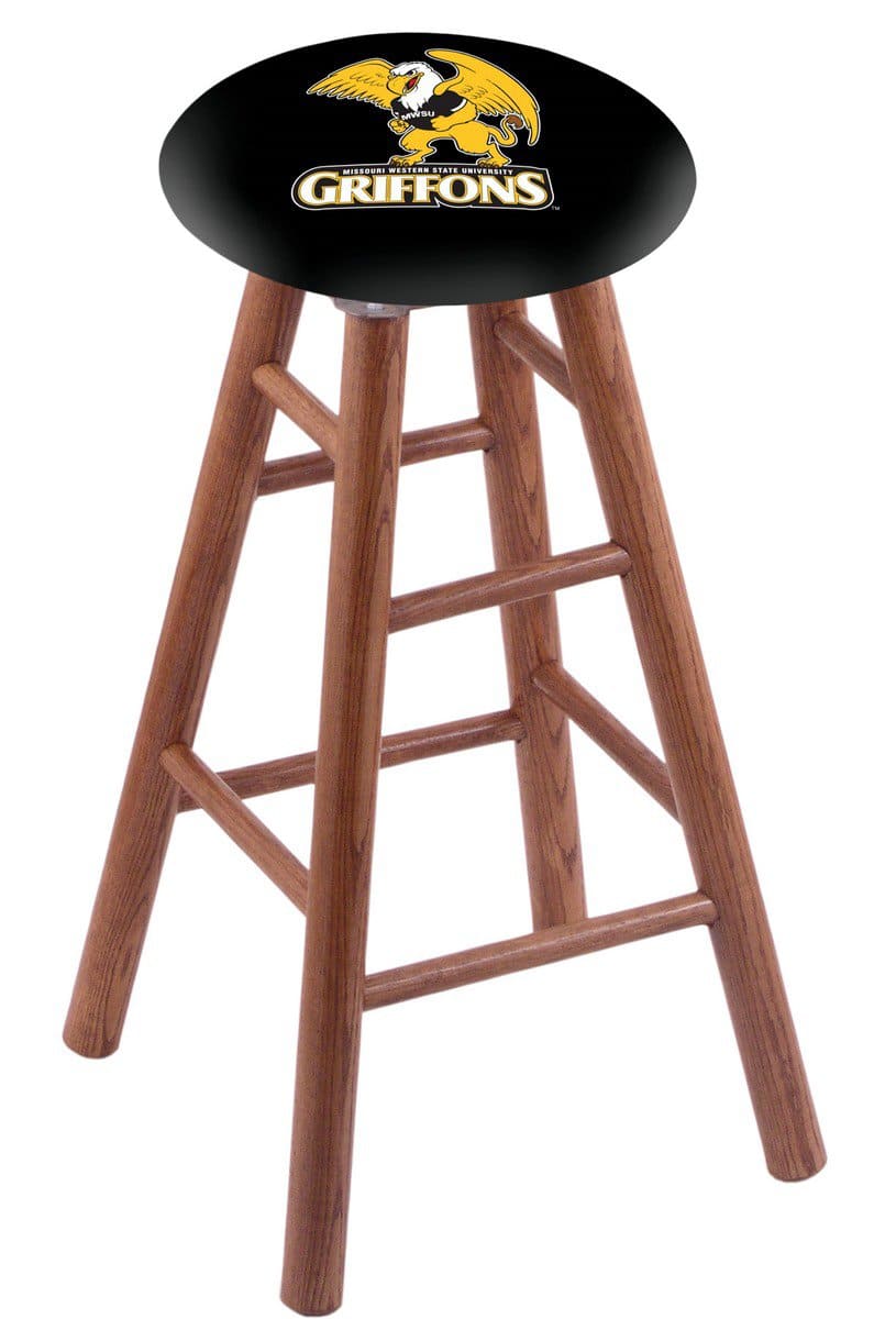 Missouri Western State University 30" Swivel Oak Bar Stool in Medium Finish 1 Missouri Western State University 30" Swivel Oak Bar Stool in Medium Finish