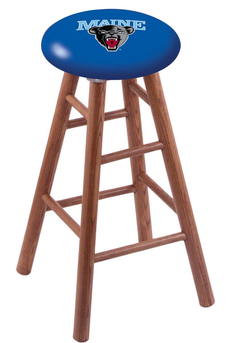 University of Maine 30" Swivel Oak Bar Stool in Medium Finish 1 University of Maine 30" Swivel Oak Bar Stool in Medium Finish