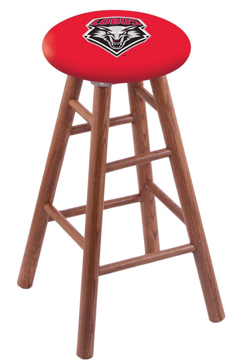 University of New Mexico 30" Swivel Oak Bar Stool in Medium Finish 1 University of New Mexico 30" Swivel Oak Bar Stool in Medium Finish