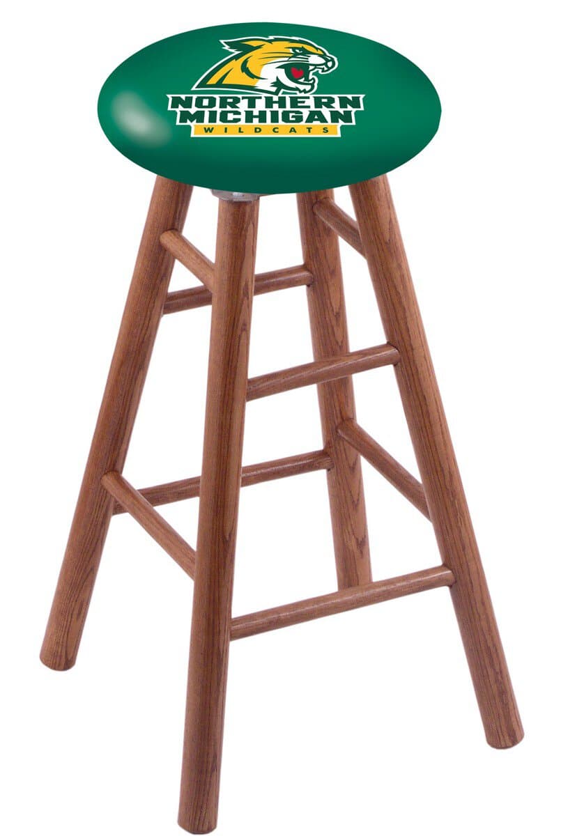 Northern Michigan University 30" Swivel Oak Bar Stool in Medium Finish 1 Northern Michigan University 30" Swivel Oak Bar Stool in Medium Finish