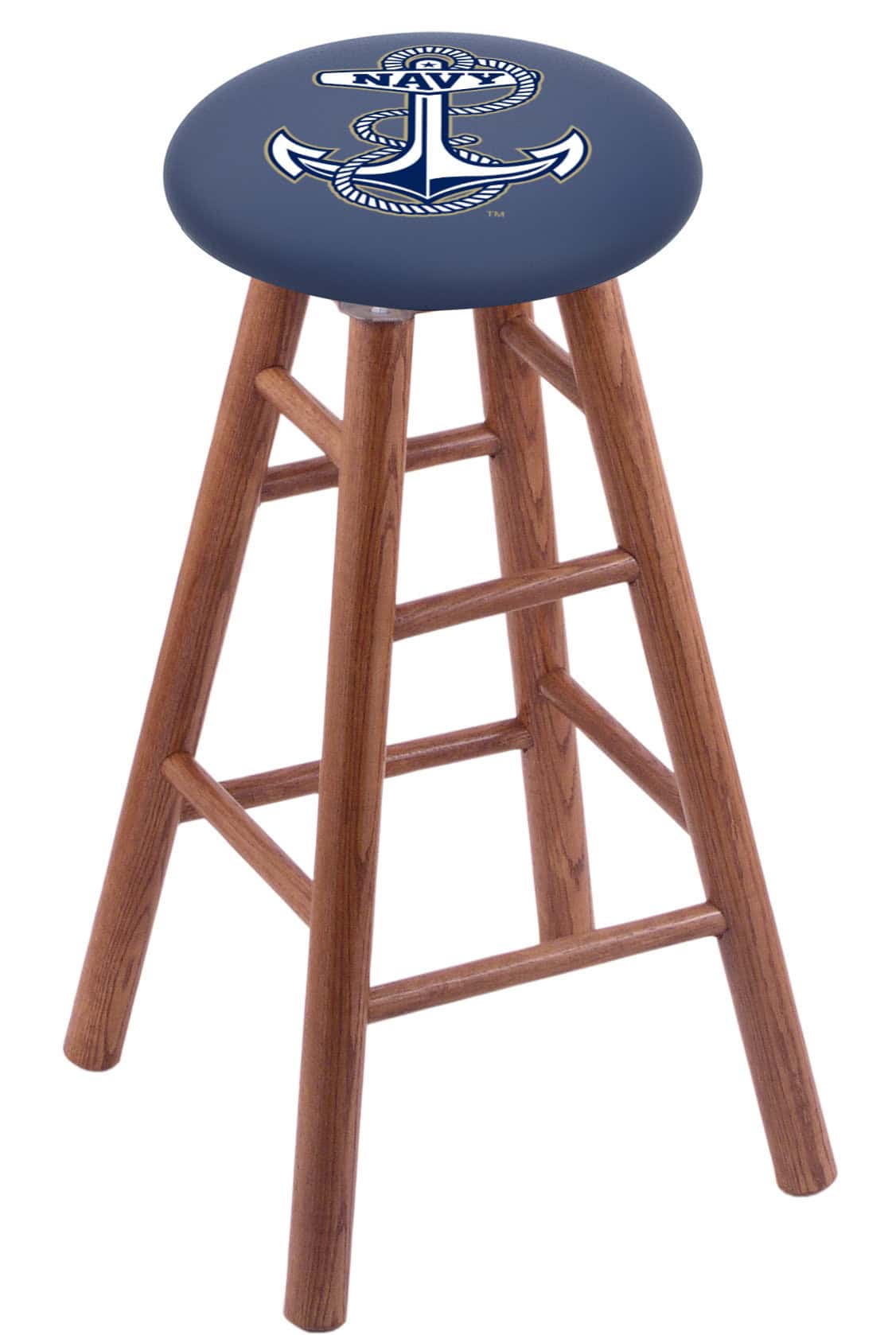 US Naval Academy 36" Swivel Oak Extra Tall Bar Stool in Medium Finish 1 US Naval Academy 36" Swivel Oak Extra Tall Bar Stool in Medium Finish