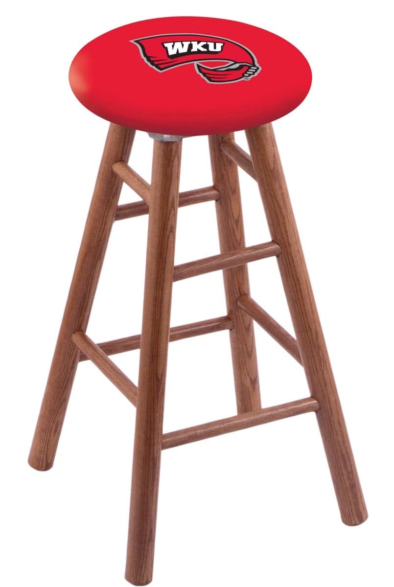 Western Kentucky University 36" Swivel Oak Extra Tall Bar Stool in Medium Finish 1 Western Kentucky University 36" Swivel Oak Extra Tall Bar Stool in Medium Finish